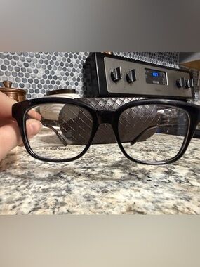 Bottega Veneta Black Eyeglass Frames with Woven Case